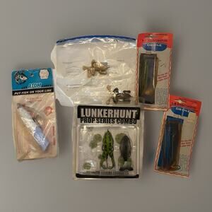Vintage Fishing Lure Lot Lunkerhunt Frog Fish Atom Wood L B Huntington Drone 7pc